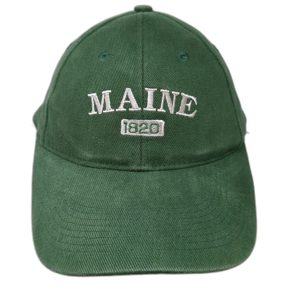 Falcon Baseball Cap Green One Size Maine 1820 Statehood Slideback Hat Adjustable